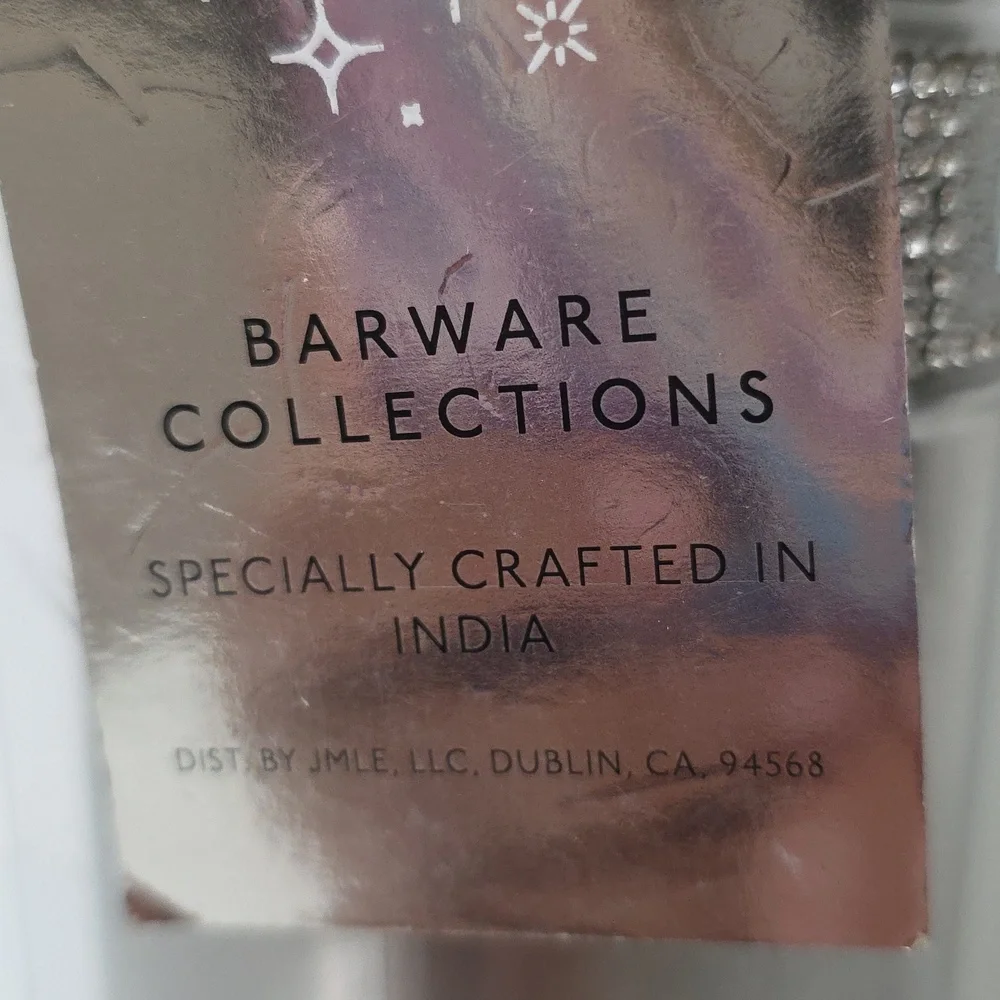 Barware Collection Stainless Cocktail Shaker with Decorative Rhinestone, NWT